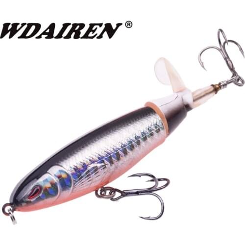 1Pcs Whopper Plopper Floating Popper Fishing Lure 10cm 13.5g 3D Eyes Artificial Hard Bait Wobblers Rotating Tail Fishing Tackle