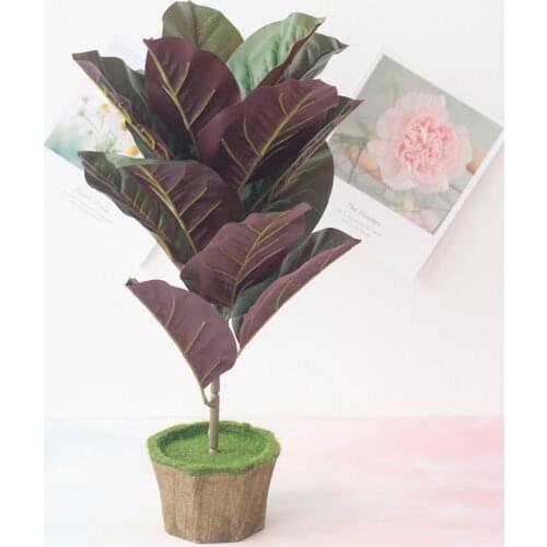 15Heads 37cm Artificial Banyan Tree Leaves Home Garden Bedroom Living Room Balcony Outdoor Decoration Fake Plants