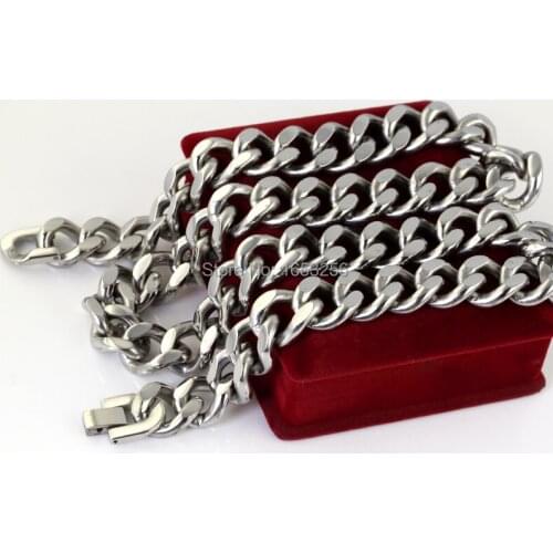 18''-36'' Lenght 11mm wide 316L Stainless Steel High Quality Curb Chain Link Necklaces Men XMAS Holiday Jewelry