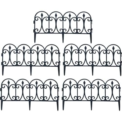 5 Pcs Garden Border Edging Barriers Outdoor Splicing Fences Black 60 33cm