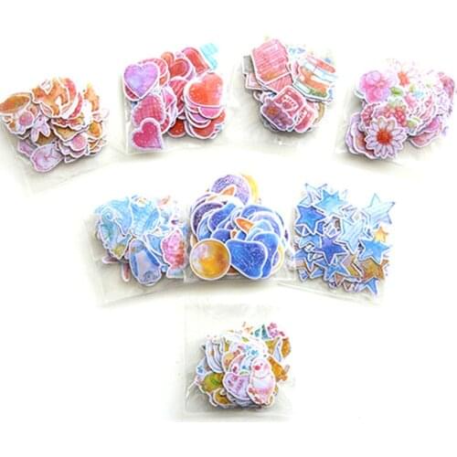 70 Pcs / Pack DIY Cute Kawaii Romantic Heart Star Crafts Scrapbooking Sticker for Decoration Student Stationary School Supplies