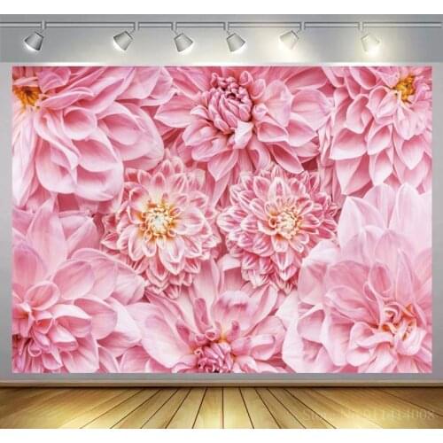 Big Pink Blooming Flowers Wall Scene Photography Backgrounds Newborn Baby Shower Camera Photographic Backdrops For Photo Studio