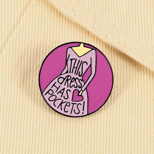 Cartoon Elegant Woman Pink Dress Brooches Letter Round Noble Beauty Enamel Pins Fashion Accessories for Girls Lapel Denim Badges