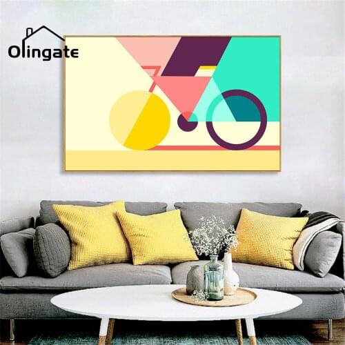 Nordic Geometry Creative Bike Wall Pictures Abstract Geometric Bicycle Posters and Prints One Piece Canvas Art Home Room Decor