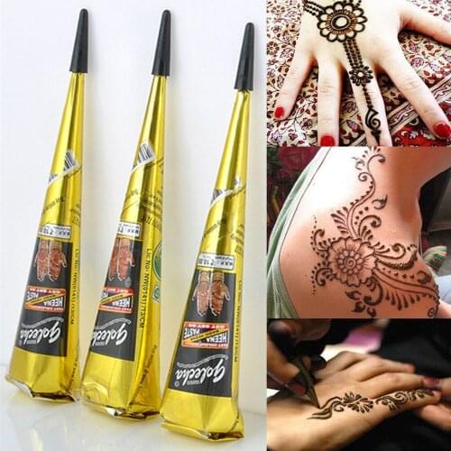 1 Pcs Henna Tattoo Paste Black Brown Red White Henna Cones Indian For Temporary Tattoo Sticker Body Paint Art Cream Cone New