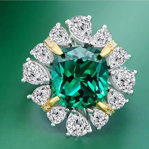 100% 925 Sterling Silver 10*11mm 8 Karat Emerald Lab Moissanite Wedding Engagement Ring Fine Jewelry Rings Drop Shipping