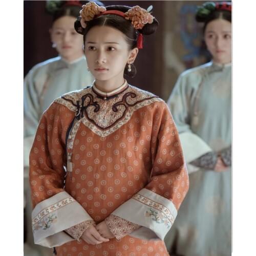 Ming Yu Same Design Coffee Color Hanfu Costume Palace Maid Servant Costume for Qing Dynasty Newest TV Play Story of YanXi Palace