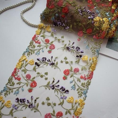 2Yards,15Yards Bilateral Embroidered Tulle Lace Trim ,Mesh Embroidery Lace Ribbon For Craft&Sewing Clothing Accessories