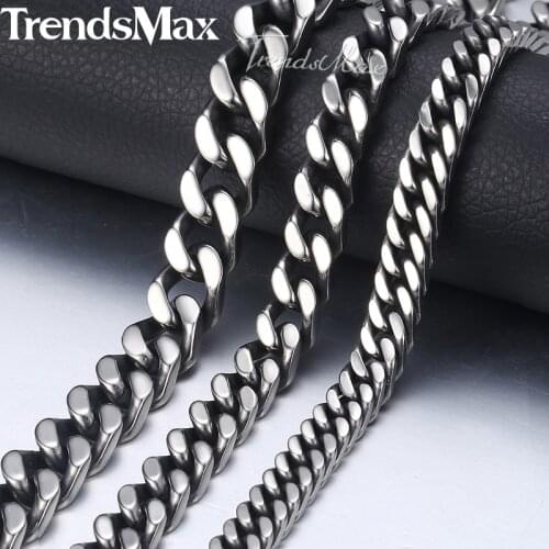 18-36" Mens Stainless Steel Curb Cuban Necklace Gunmetal Color Cuban Link Chain Necklace Fashion Male Jewelry Gift For Men KNN4