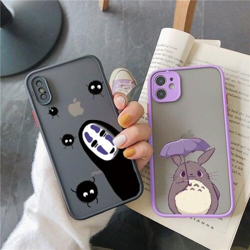 Cute Cartoon Happy Totoro Phone Case For iPhone 8 6S 7 Plus 11 12 Pro Max Mini XR X XS MAX SE 2020 Anime Soft Silicone Cover