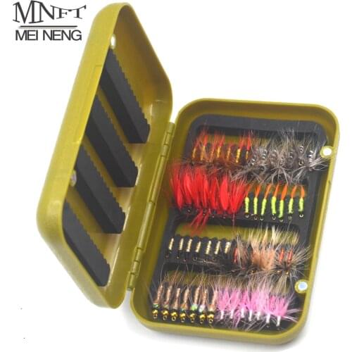 MNFT 56Pcs/Sets Fly Fishing Lure Set Artificial Bait Trout Zebra Body Fly Fishing Nymph Lures Hooks Tackle With Box