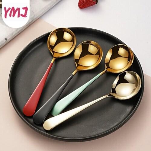 304 Plating Stainless Steel Multi-purpose Soup Spoon Sauce Long Handle Spoon Creative Deep Bottom Spoons Dessert Coffee Scoop