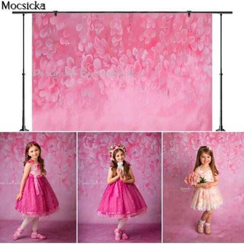 Mocsicka Pink Flowers Photography Background Hand Drawn Style Backdrop Child Portrait Photo Decoration Props Studio Baby Shower