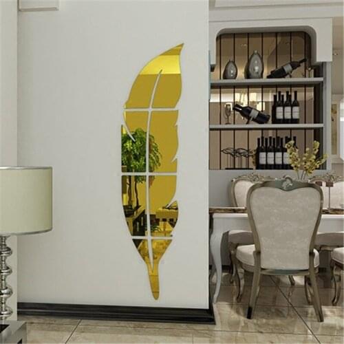 Fashion Mirror Wall Stickers For Porch Decor Decals 3D Acrylic Mural Wallpaper Wedding Room Simple Wallstickers Silver Golden