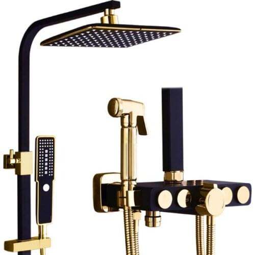 Fashion high quality brass wall mounted bathroom bathtub faucet set square shower faucet set with rain fall shower head