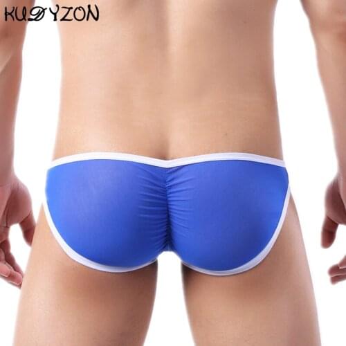 Sexy Men Underwear Men Briefs Mesh Underpants Jockstrap U Pouch Ropa Interior Slip Hombre Low Waist Quick Dry Men Bikini Briefs