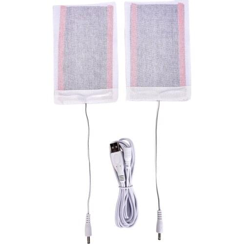 2Pcs 5V Carbon Fiber Heating Pad USB Heating Film Electric Winter Infrared Fever Heat Mat Warm Arm Hand Waist Heated Glove