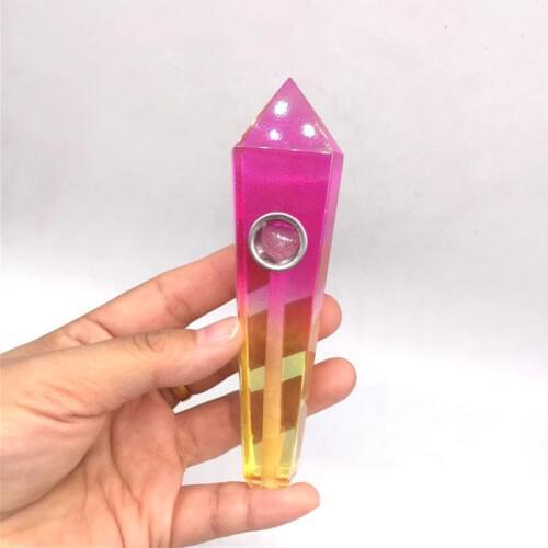 Natural titanium rainbow aura quartz crystal smoking pipes For Gifts +1 Filters