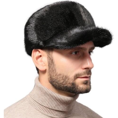 2019 Hot New Fashion Real Mink Fur Hat Warm Autumn And Winter Fashion Luxury Baseball Cap Men Go Out Warm Cap