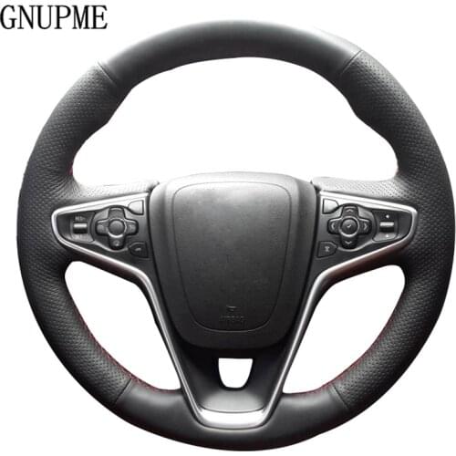 DIY Black Artificial Leather Steering Wheel Cover for Buick Regal Opel Insignia 2014 2015 Braided on the steering wheel