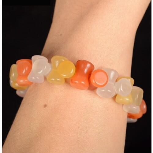 Wholesale High-quality Gold Silk Jade Short Bamboo Staggered Bracelet Popular Natural Gold Silk Jade Bracelet