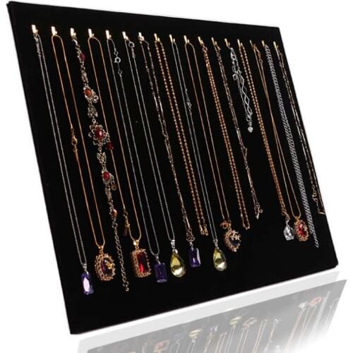 Black/Gray/Yellow Linen/Pink 17 Hooks Jewelry Organizer Display Stand Necklace Dangling Pendant Chain Rack