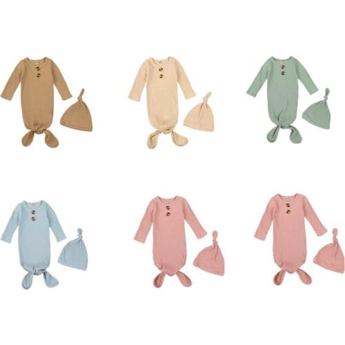 Autumn Solid Fashion Baby Girls Boys Hat Long Sleeve Newborn Wrap Comfort Sleeping Bag & Cap Set