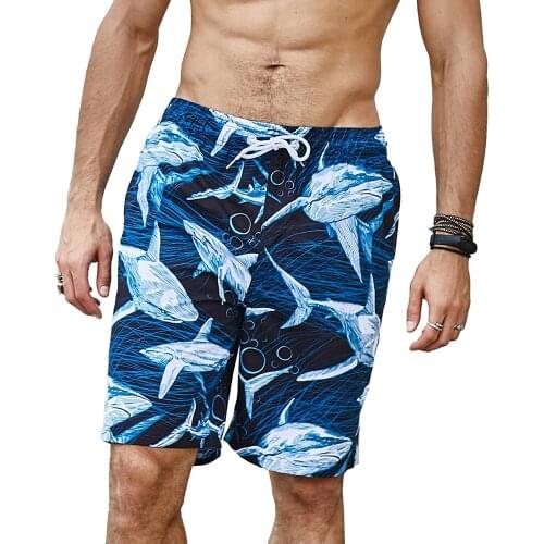 361 Board Shorts Quick Dry Surf Pants Men Beach Shorts Shark Printed Plus Size Men Swimwear Swimming Trunks Male Bathing suit