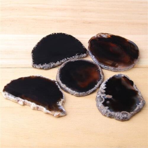 1 Piece Natural Agates Slice Geode 50-80 mm Irregular Black Druzy Agates Slab Pendant Mineral Gemstone Agates Place Name Card