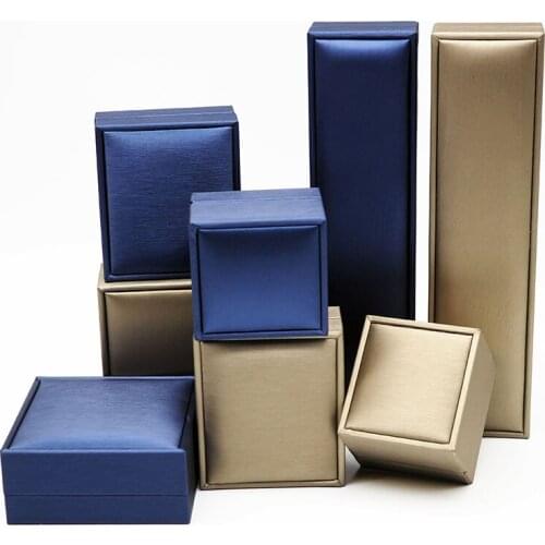 Pull silk and groove PU leather diamond ring necklace box of luxury jewelry box set decoration pendant box