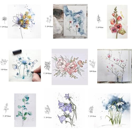 Sketch Flowers Transparent Clear Silicone Stamp/Seal for DIY scrapbooking Making photo album Decorative New Clear Stamp sheets