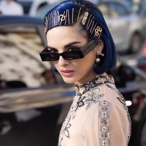 Y2K Fashion Women Men Punk Sunglasses Hot Sale Brand Designer Narrow Square Frame Eyeglasses Hip Hop Funny Eyewear