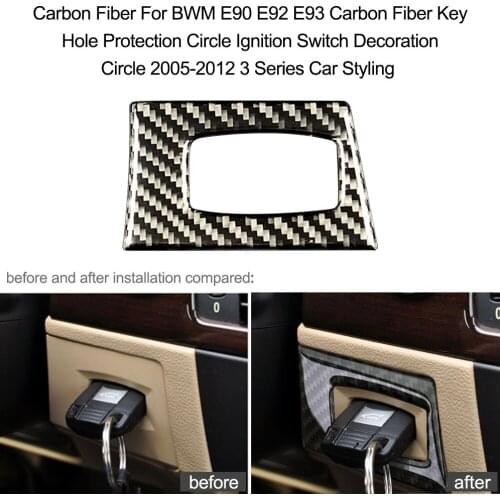 Carbon Fiber For BWM E90 E92 E93 Carbon Fiber Key Hole Protection Circle Ignition Switch Decoration Circle 2005-2012 Styling