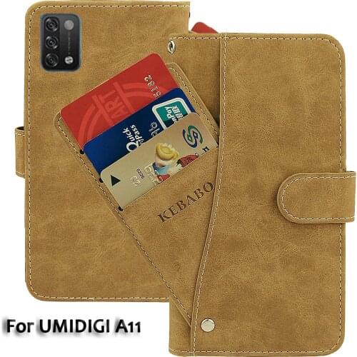Vintage Leather Wallet UMIDIGI A11 Case 6.53" Flip Luxury Card Slots Cover Magnet Phone Protective Cases Bags