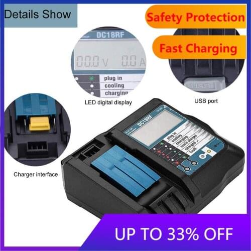 DC18RF 14.4V 18V 3A Li-ion Battery Charger For Makita BL1830 BL1840 BL1430 BL1440 Power Tool Charger with USB
