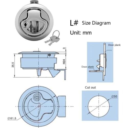 Marine Boat Stainless Steel 2" Flush Pull Hatch Latch For RV Caravan Boat Q39F