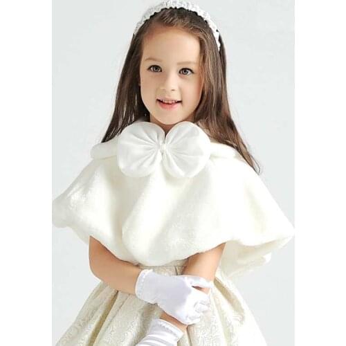Flower Girls Winter Short Coat Brand Baby Girls Wedding Fur Bolero Girls Party Warm Cloak Cape Kids Shawls