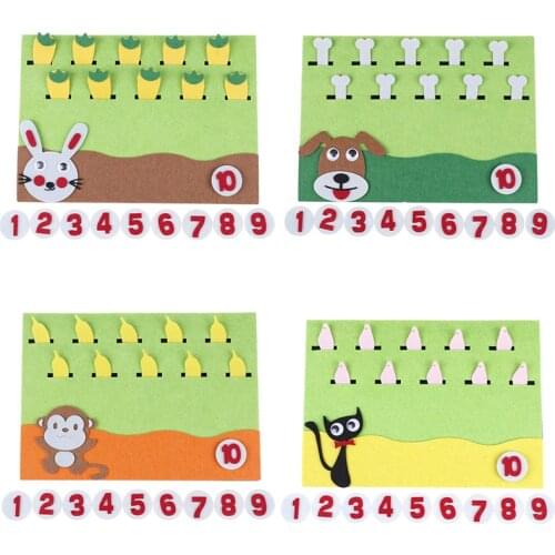 1PCS Felt Cartoon Card Early Teaching Kids by Hands Study Math The Numbers Add and Subtract Felt Craft Math Toys For Children