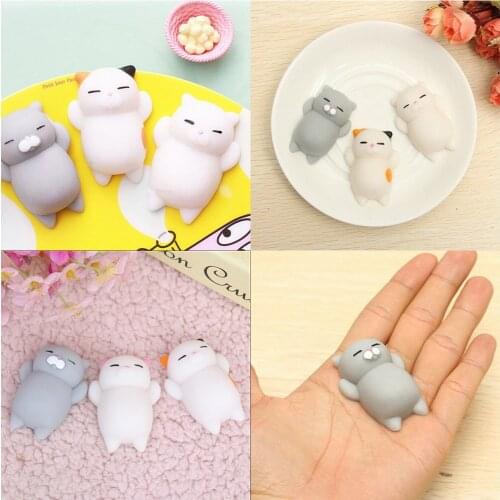 1pcs Cute Cat Mini Squeeze Stretchy Animal Healing Stress Gray Cat Decoration Crafts