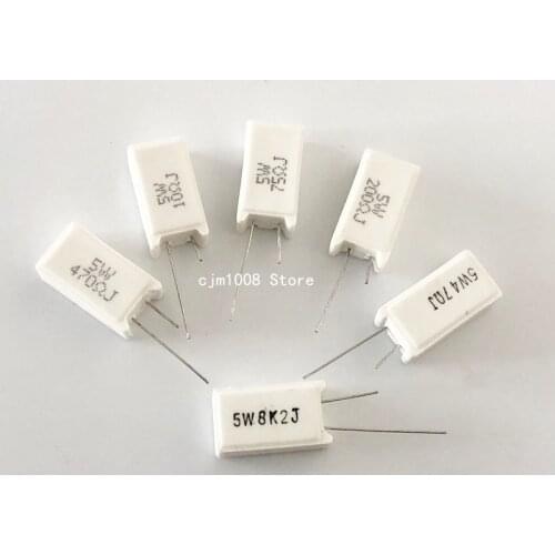 10PCS RX27-5 SQM Vertical Cement Resistor resistance 5W 3.3R 3.6R 3.9R 4R 4.7R 5R 5.1R 5.6R 6.2R 6.8R 7.5R 8R 8.2R 10R