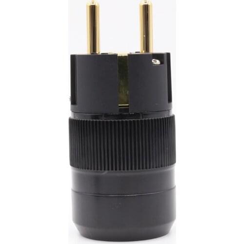 2 pieces style 24k Gold plated EU Male plug hifi schuko Power connectors
