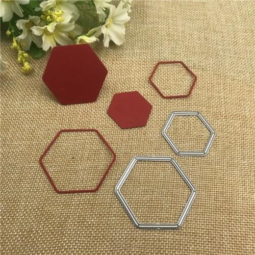 2Pcs Hexagonal frame decorationMetal Cutting Dies For DIY Scrapbooking Album Embossing Paper Cards Decorative Crafts