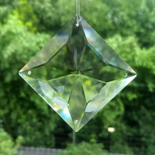 20/30/40/60MM 4 Holes Square Crystal Pendant Glass Clear Chandelier Crystals Prisms Suncatcher DIY Hanging Lamp Part Accessories