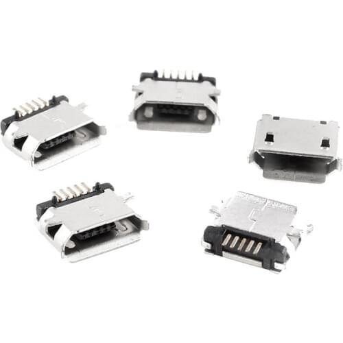 20pcs Micro USB Type B Female Connector Silver Tone Connector Repair Parts Type B Micro USB Female Port