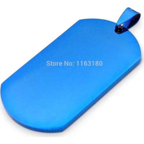 200 pcs/lot Personalied Customied Military Army ID Stainless Steel Name Blank Dog Tags Pendant Rectangle Jewelry Blue Color