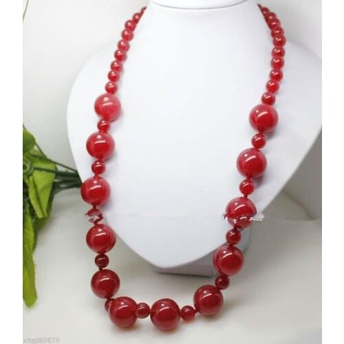 25 inches 6-12mm red gem round Gems beads long necklace