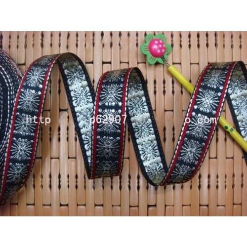 3cm 28mm 1-1/4 Red Silver Black Asteroid Bedding Border Filigree Trim Laciness National Jacquard Ribbon Embroidery Woven Webbing