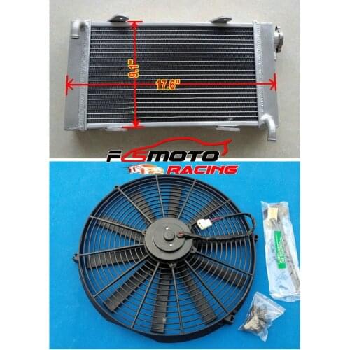 4 ROW aluminum alloy radiator + FAN For Go Kart go-kart karting 17.6" x 9" x 2.1"