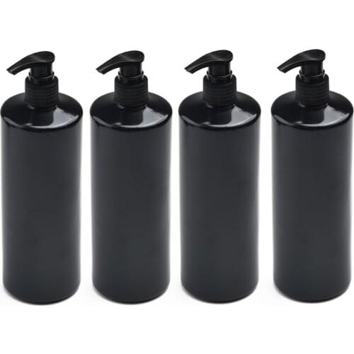 Empty 500ml Pump Bottles Refillable Soap Liquid Lotion Shampoo Dispenser Black Plastic Container 4PCS
