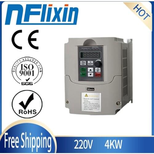 4KW AC220V Single-Phase VFD Drive Inverter Single Variable Frequency Drive 5A Universal VFD Speed Controller for 3-phase Motor